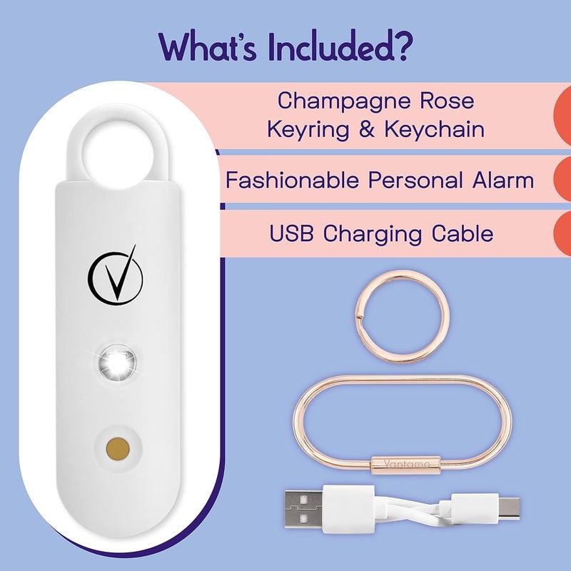 Vantamo Personal Alarm for Self Defense with Low Battery Notice, Strobe Light & Extra Loud 130 dB Double Speakers Safety Keychain Set for Women, Rechargeable Panic Button for Womens Self Defense - Image 3